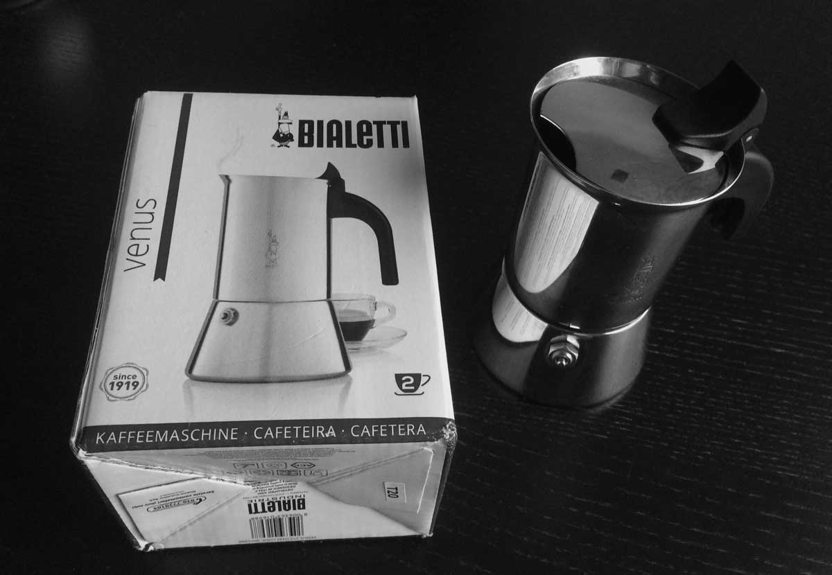 Geschenkidee: Bialetti Espressokocher Venus aus Edelstahl für 2 Tassen.