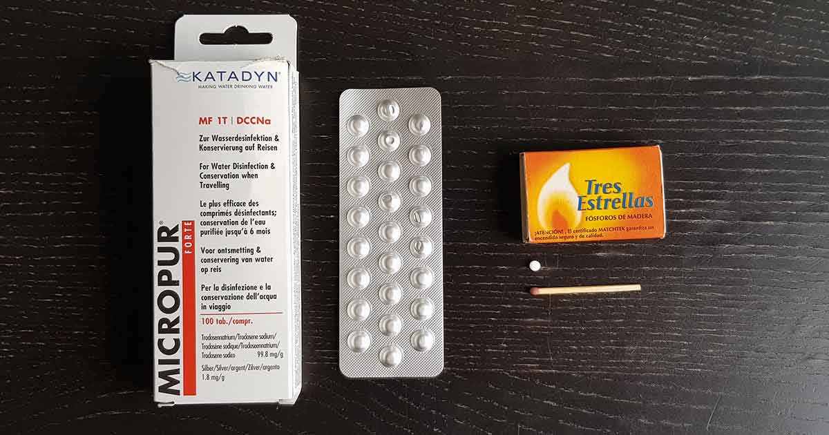 Micropur Tabletten als Backup zur Wasserentkeimung unterwegs im Get Home Bag