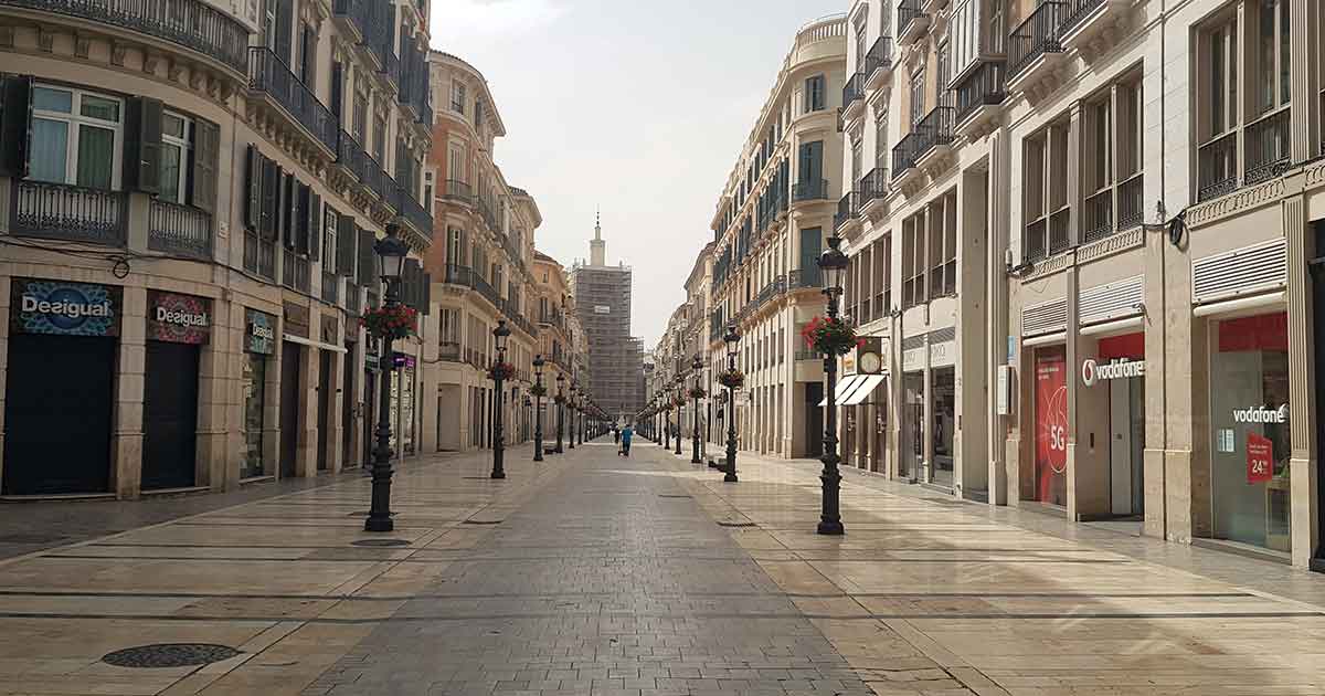 Stadt Málaga während der Ausgangssperre aufgrund des Coronavirus