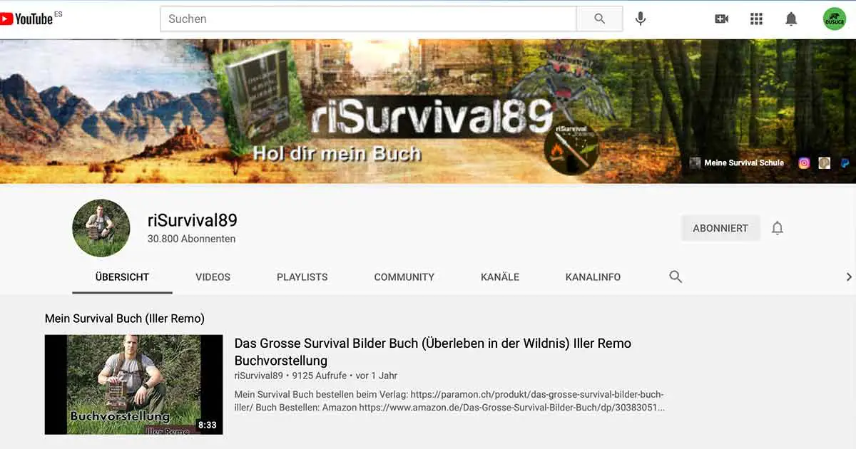 Remo Iller alias riSurvival89 auf YouTube