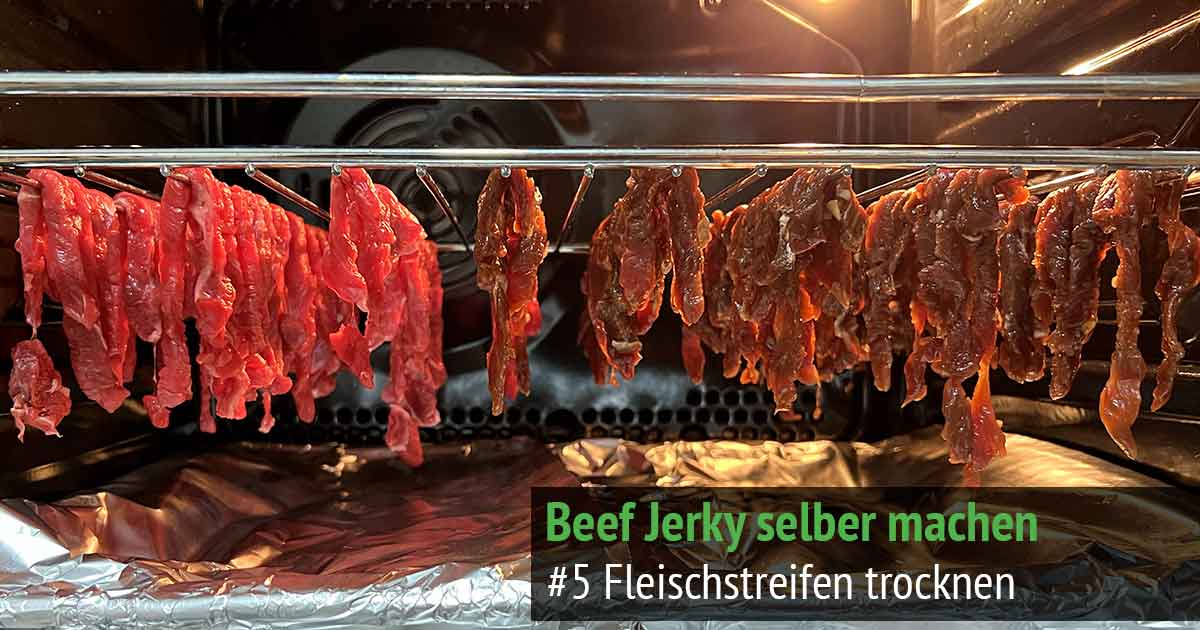 Beef Jerky selber machen Schritt 5 Fleischstreifen trocknen