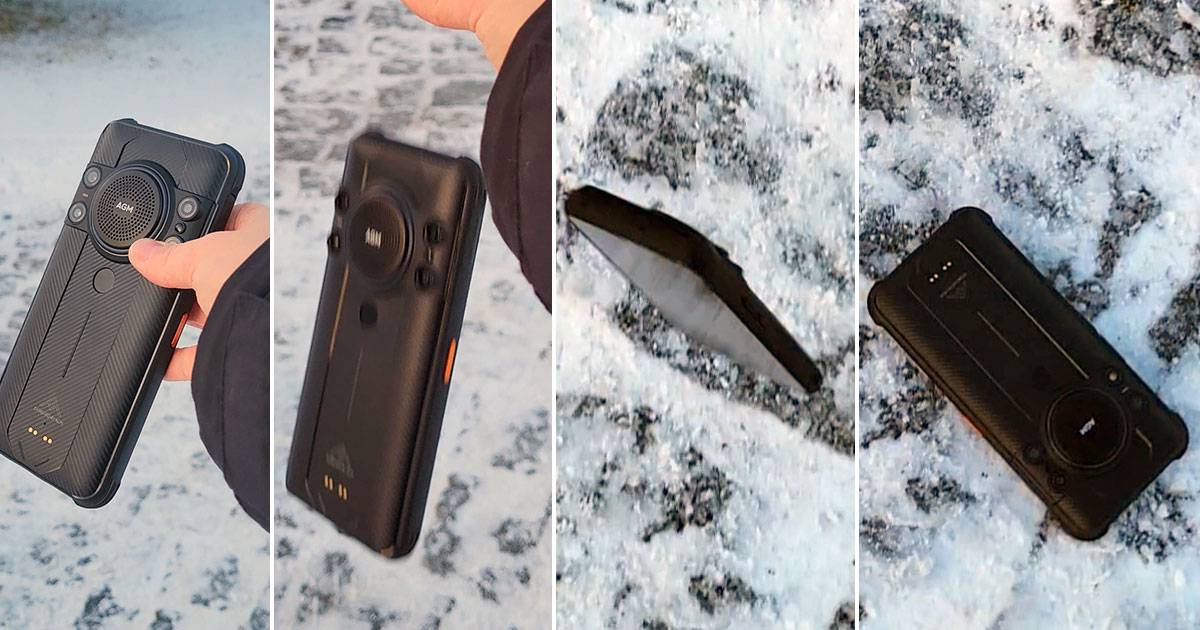 Outdoor Falltest des AGM H5 Pro Smartphone auf Pflastersteine
