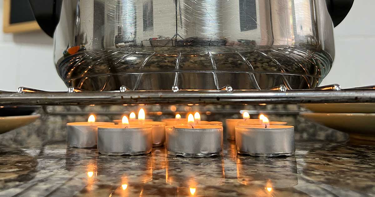 Brot backen mit Teelichtern, Aufbau