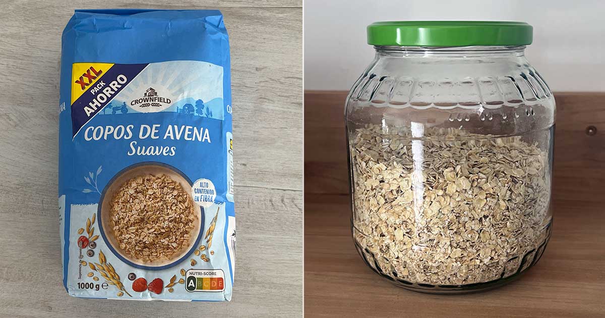 Richtige Lagerung von Haferflocken im Glas, luftdicht und trocken