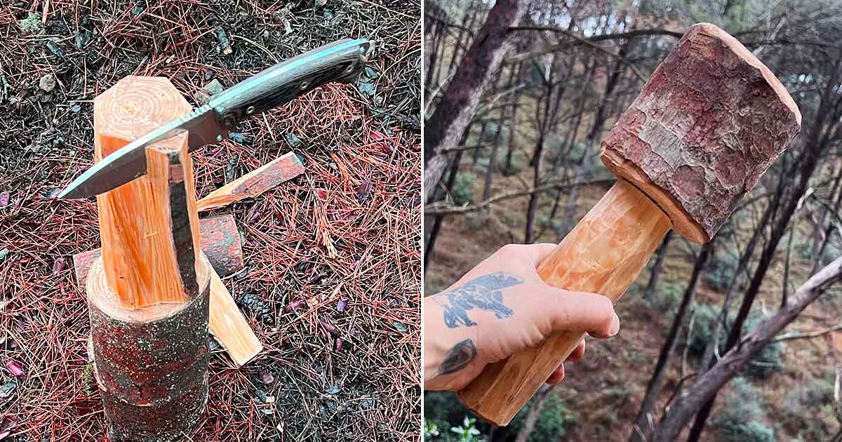 Holzhammer selbst gebaut aus Waldholz